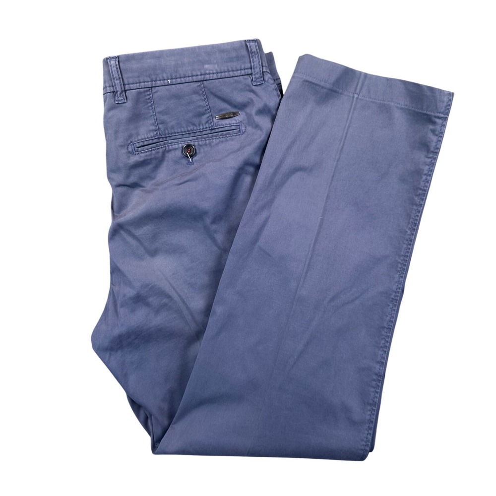 BRAX Evans Flat Front Chino Pants Men's 34x32 Blue Cotton Blend Everyday Dressy